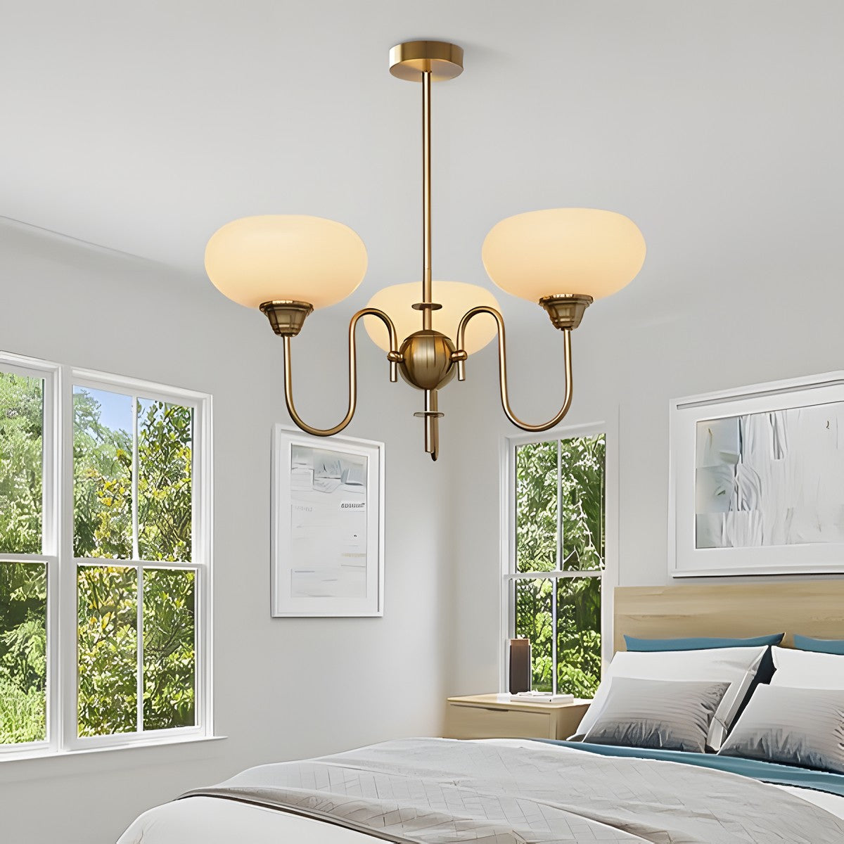 Luna Cream White Bubble Glass Chandelier