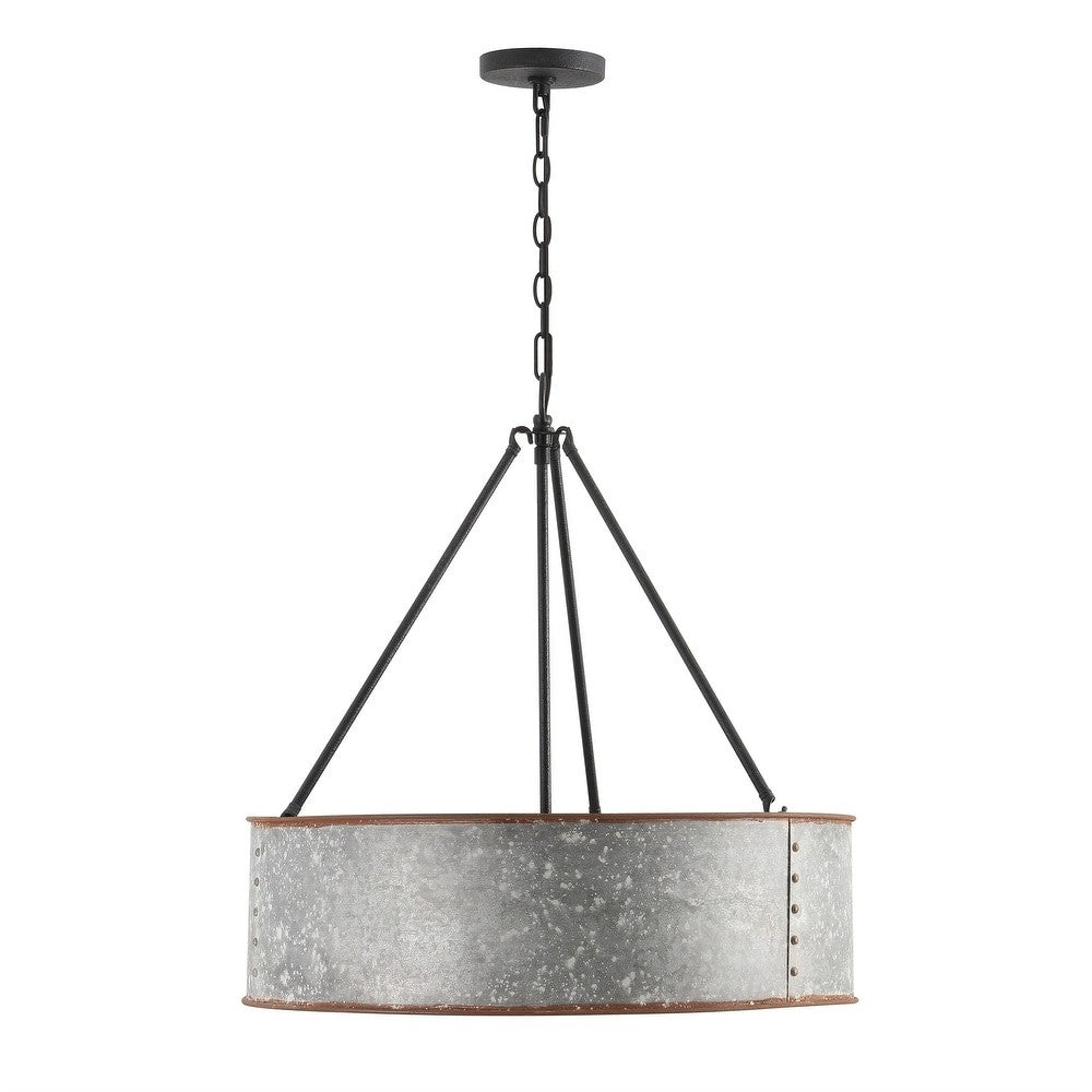 Bradley Industrial Distressed Metal Drum Shade Chandelier