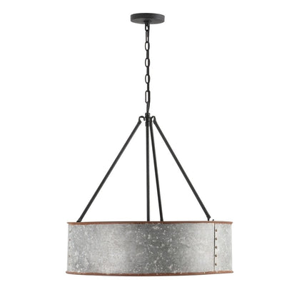 Bradley Industrial Distressed Metal Drum Shade Chandelier