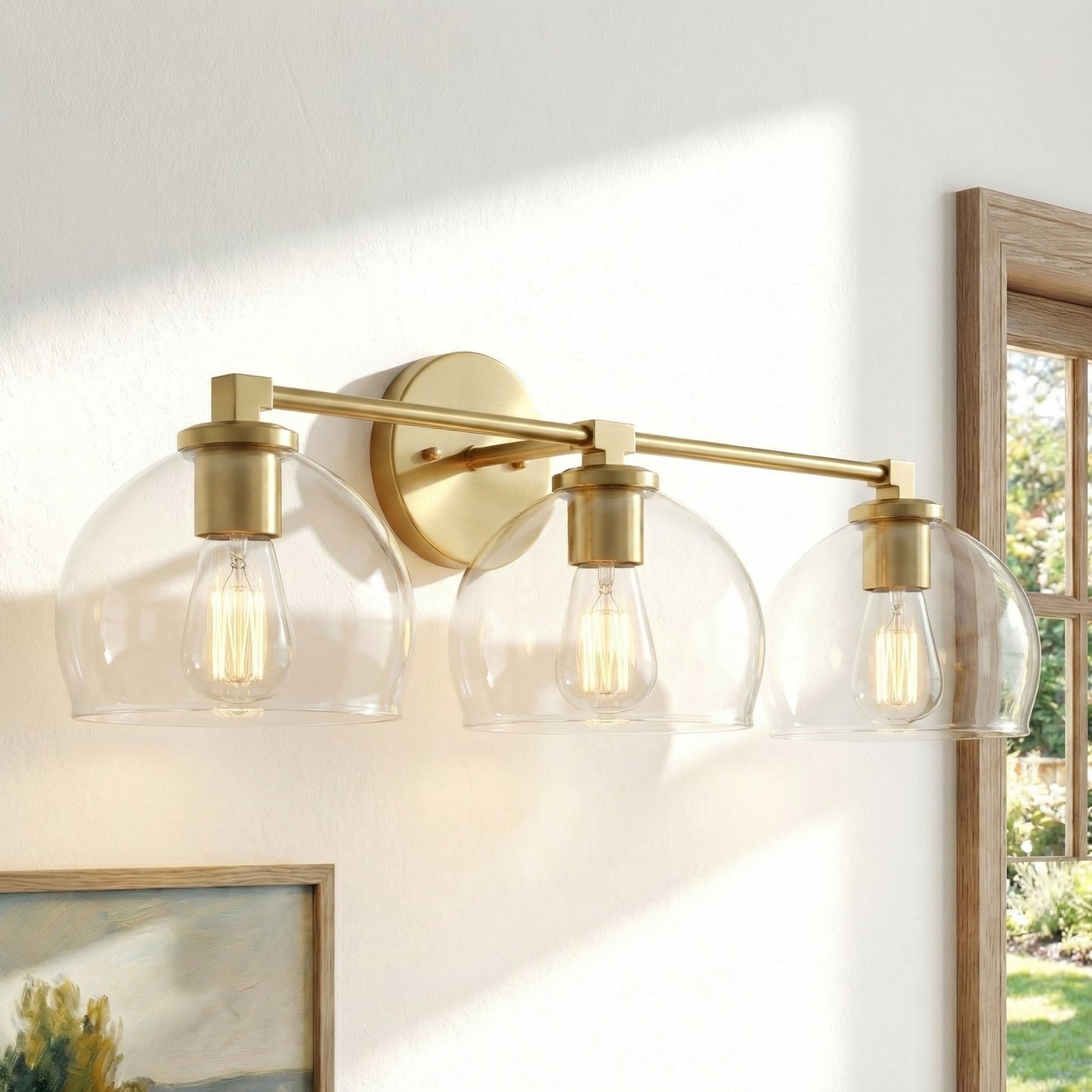 Conrad Vintage 3 Heads Bellflower Glass Wall Sconce