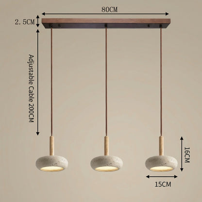 Carver Retro LED Travertine 3 Light Pendant Light