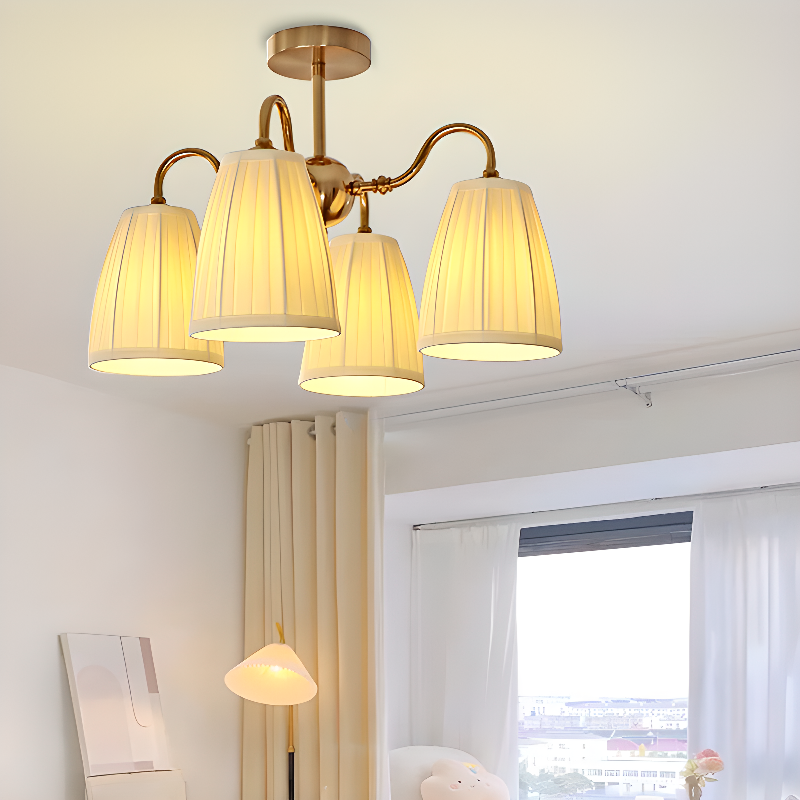 Cadmus Gold Textile Lamp Shade Semi Flush Mount Lighting