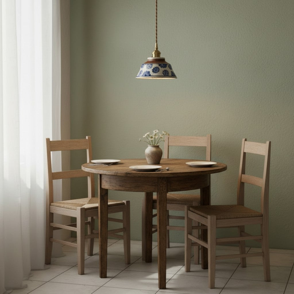 Hussein Vintage Hand-painted Ceramic Pendant Light