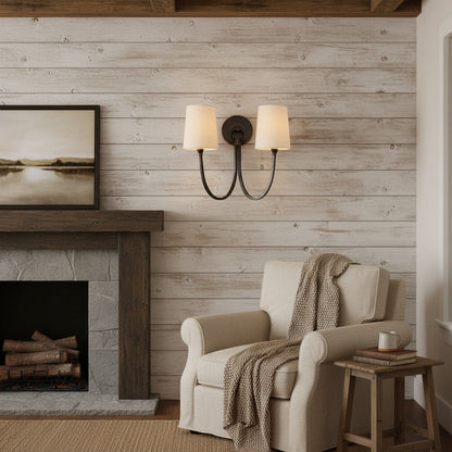 Kaevin Modern Elegant Linen Shade Double Wall Sconce