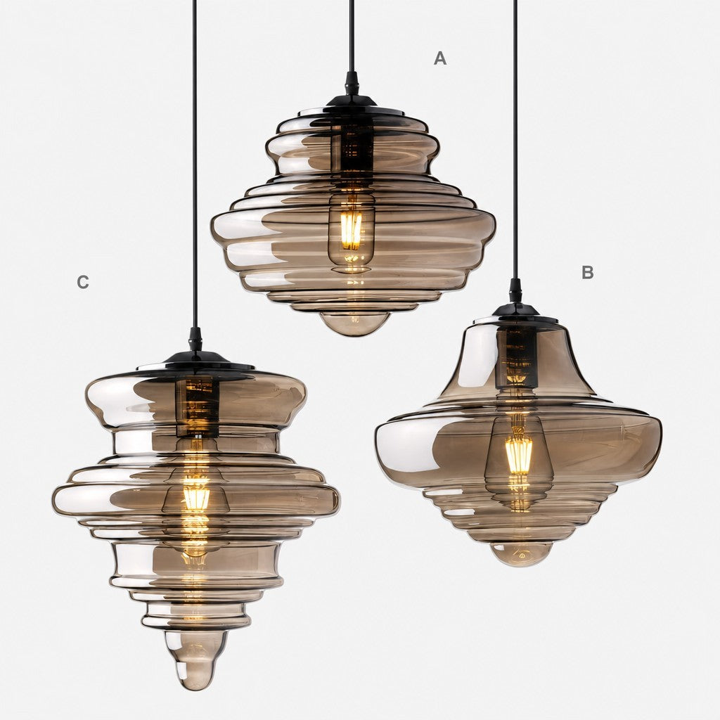 Helix Modern Glass Spool Pendant Light