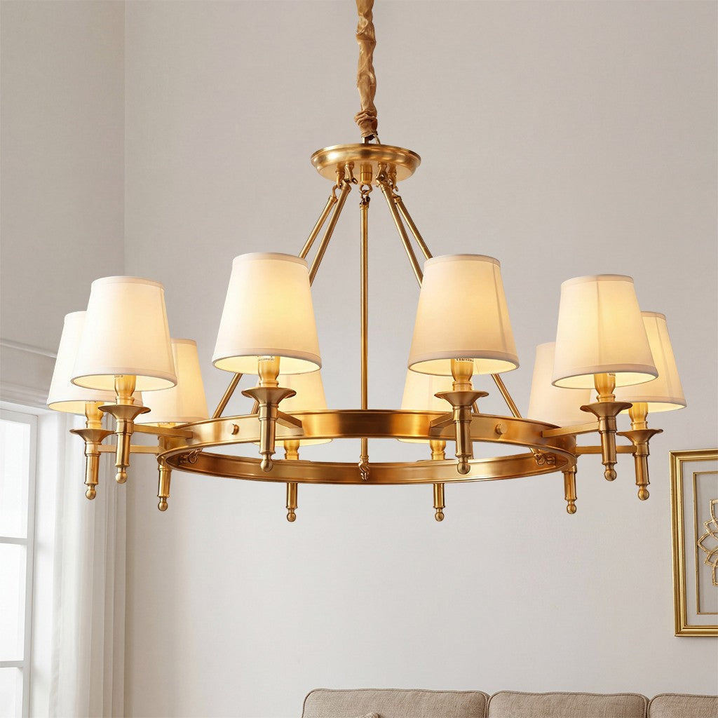Yasmin Antique Brass Wagon Wheel Chandelier