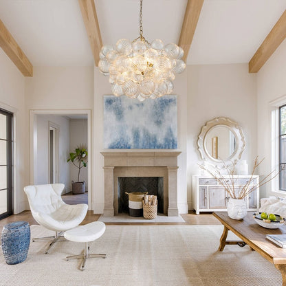 Quintessa Luxury Ribbed Glass Globe Cluster Bubble Chandelier