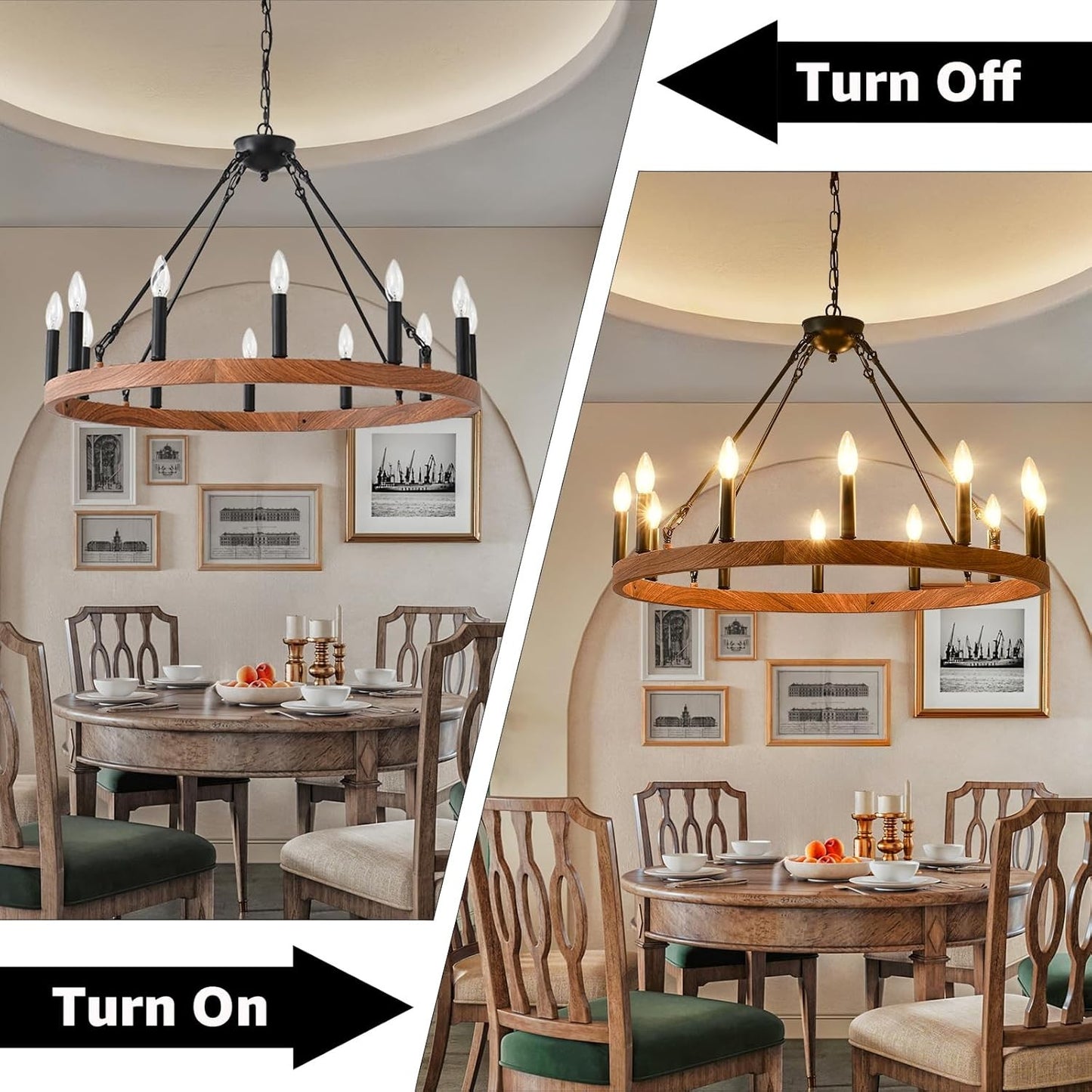 Beau Large 12 Lights Rustic Wagon Wheel Chandelier