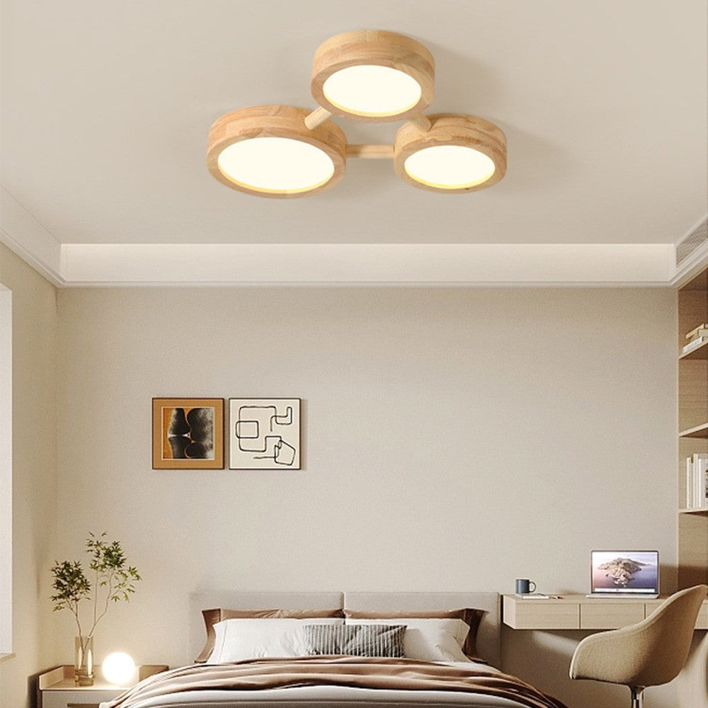 Phelith Modern Multi Heads Wood LED Ceiling Light
