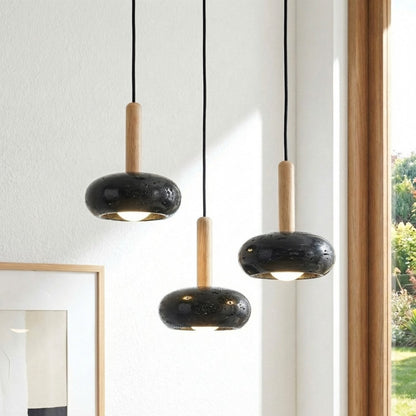 Carver Retro LED Travertine 3 Light Pendant Light