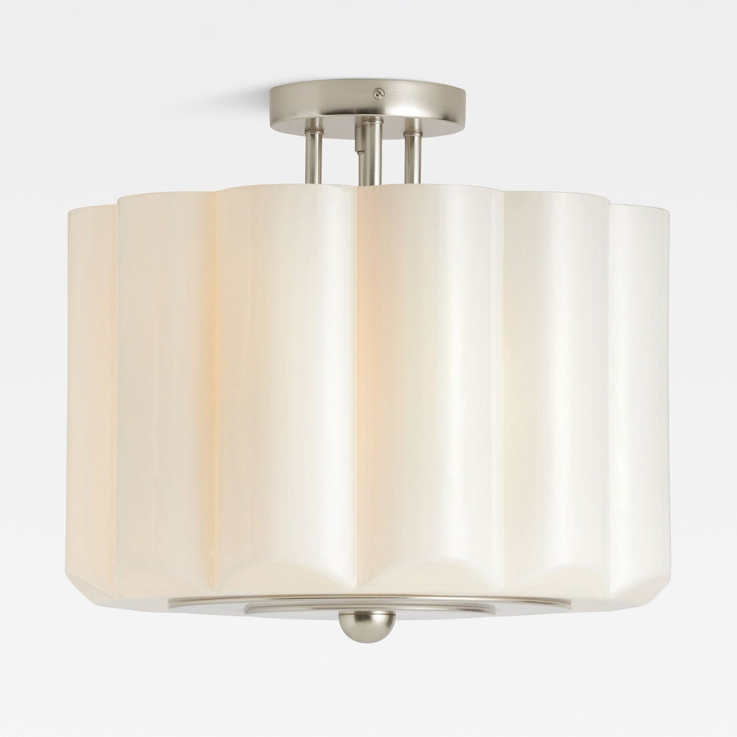 Hanahs Farmhouse Milk Glass Scalloped Shade Ceiling Light