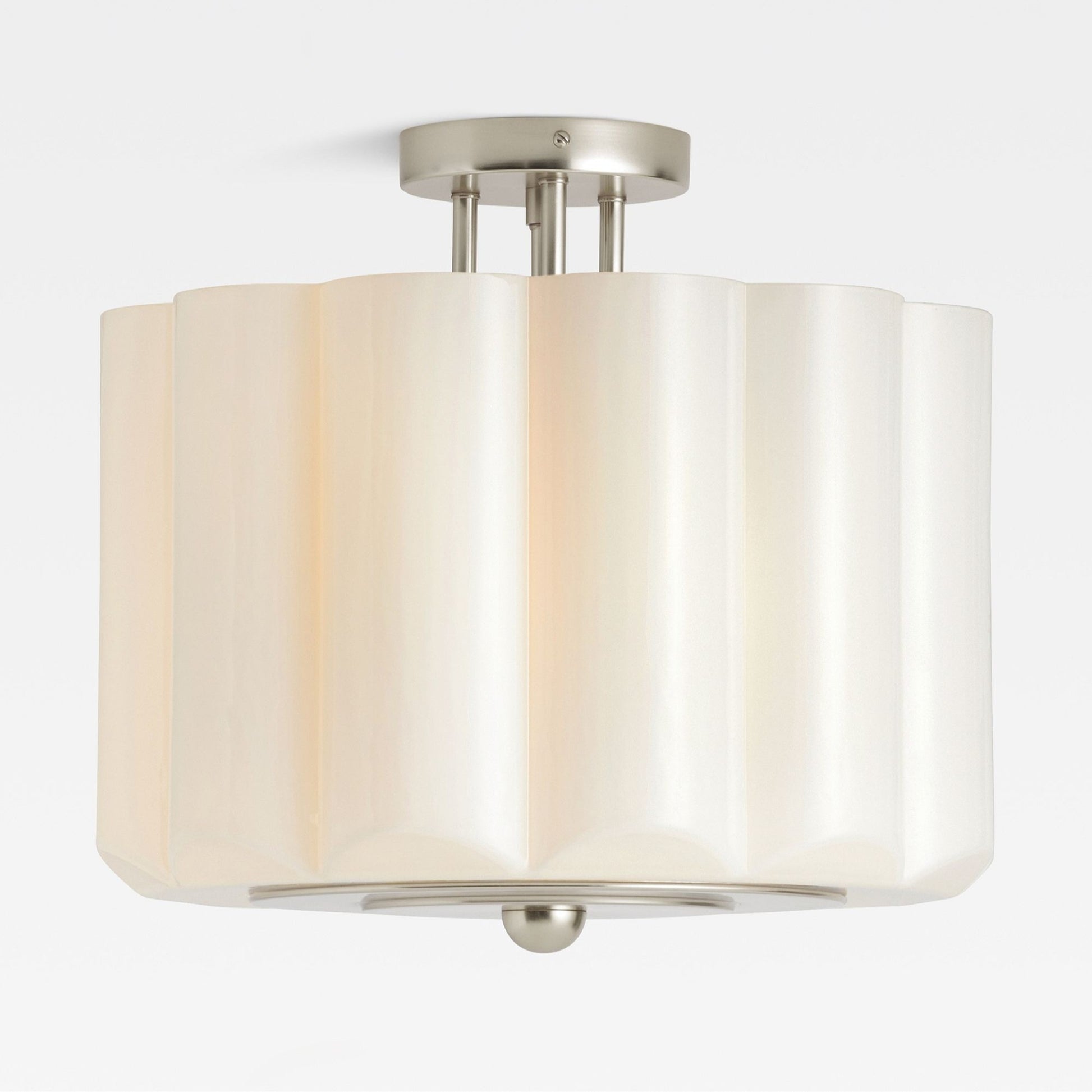 Hanahs Farmhouse Milk Glass Scalloped Shade Ceiling Light