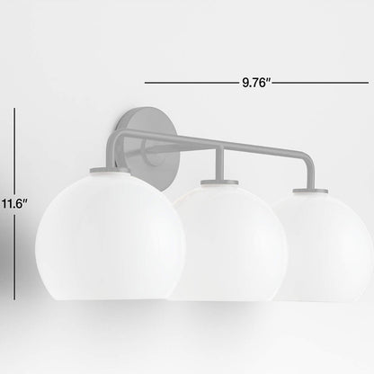 Konig Minimalist 3-Light Round Shade Brass Glass Wall Light