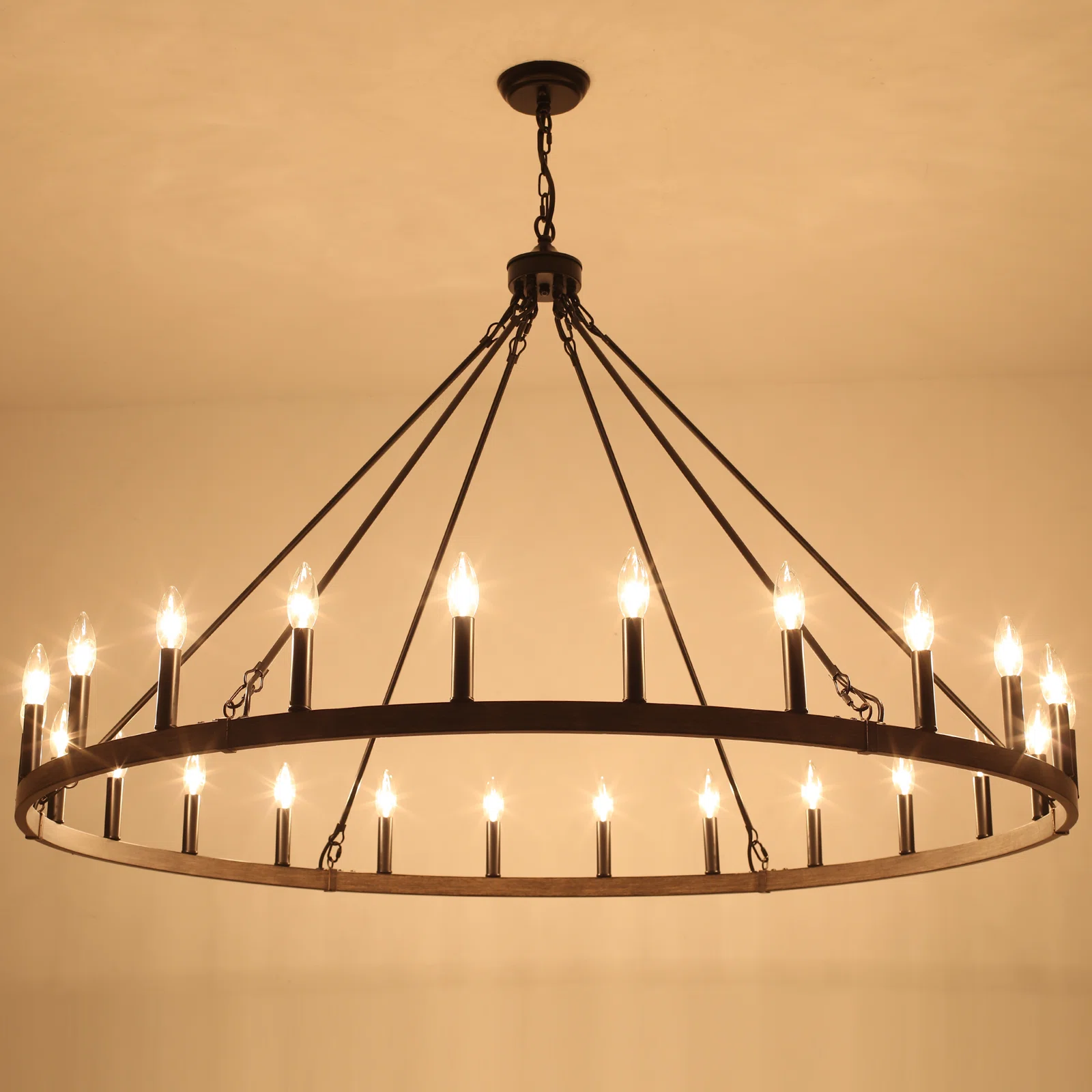 Raeth Farmhouse 24 Lights Wagon Wheel Candle Style Chandelier