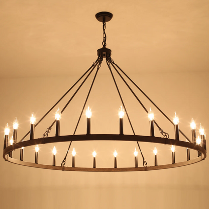 Raeth Farmhouse 24 Lights Wagon Wheel Candle Style Chandelier