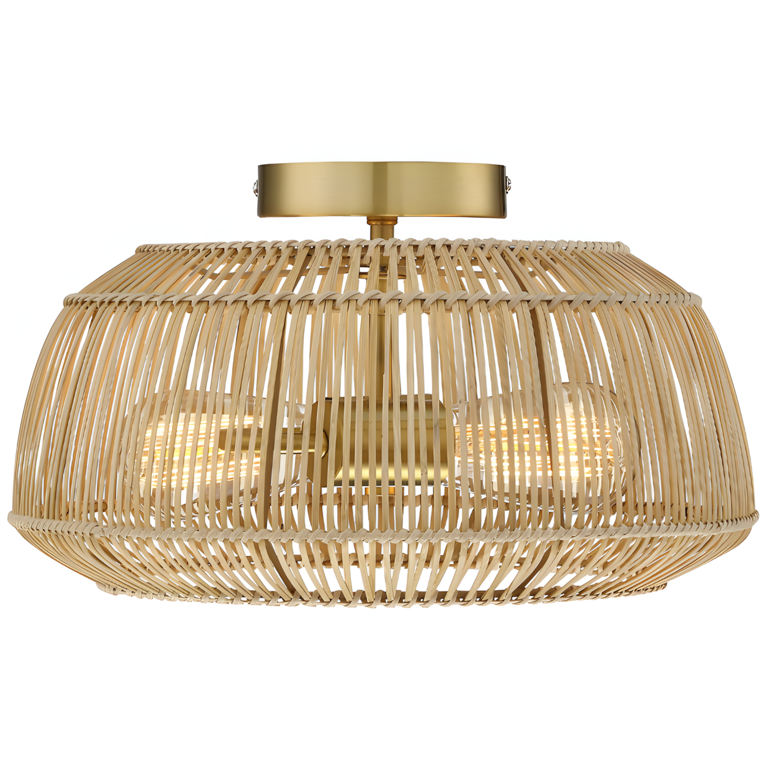 Lyril Boho Rattan Semi Flush Mount Ceiling Light