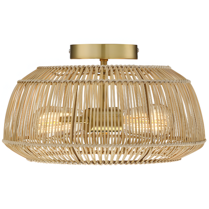 Lyril Boho Rattan Semi Flush Mount Ceiling Light