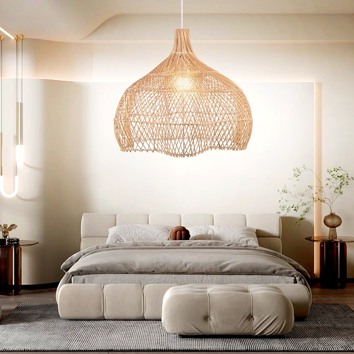 Janvi Rustic Farmhouse Style Rattan Novelty Pendant Light