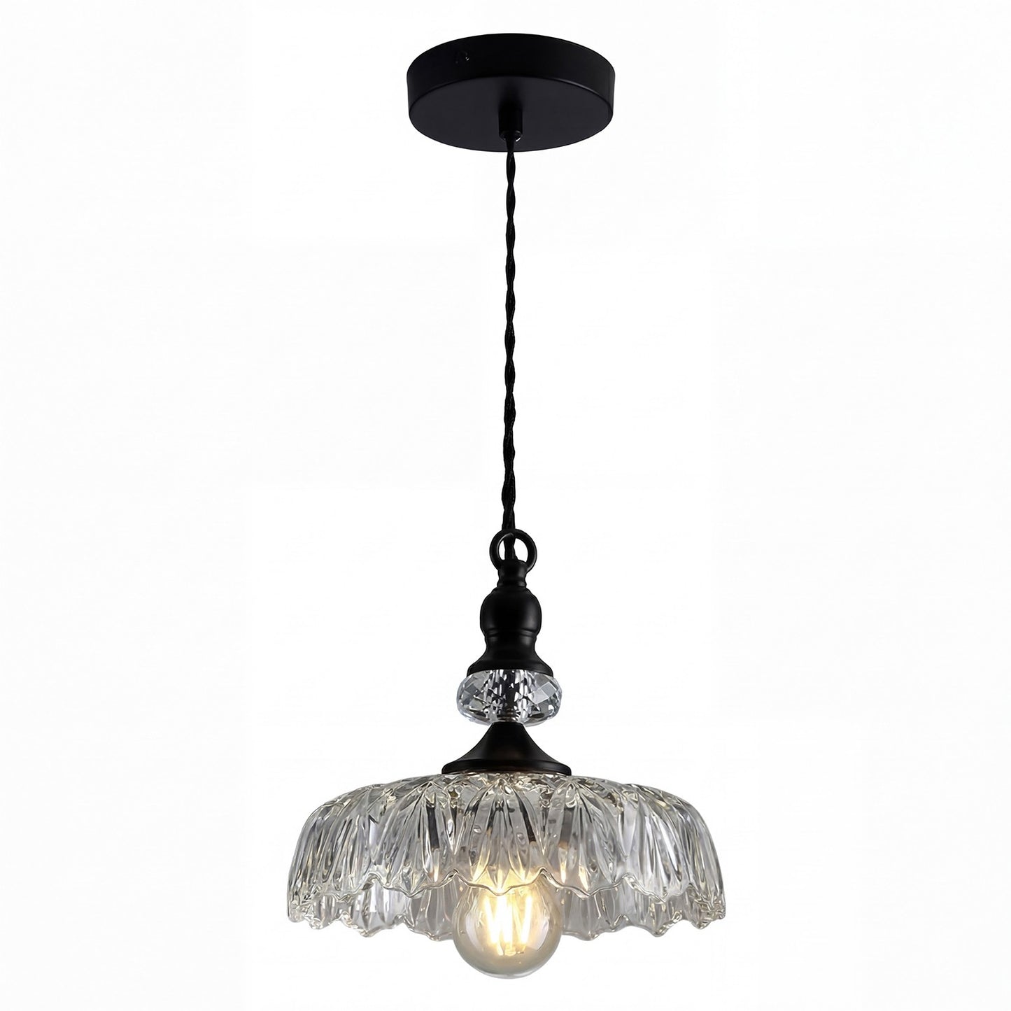 Jaime Antique Brass and Glass Flower Pendant Light