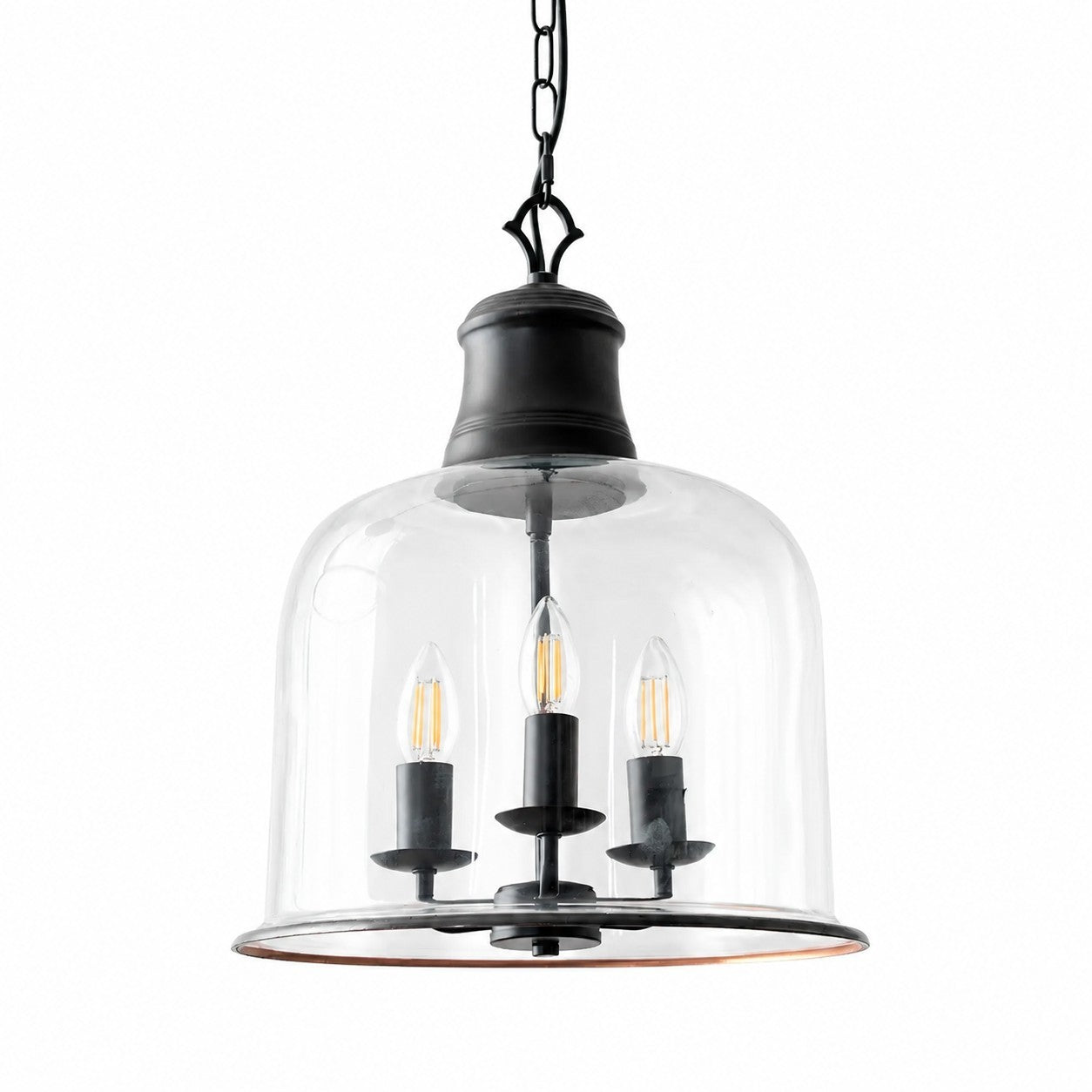 Sander Farmhouse Vintage Bell Clear Glass Pendant Light