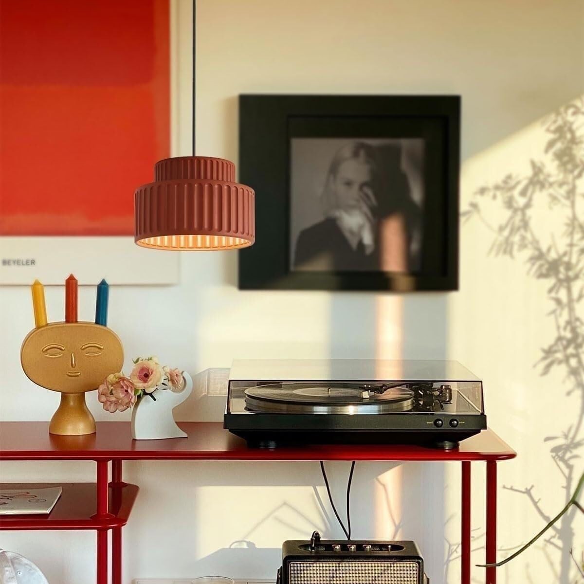 Draxithor Wabi Sabi Fluted Resin Cream Pendant Light