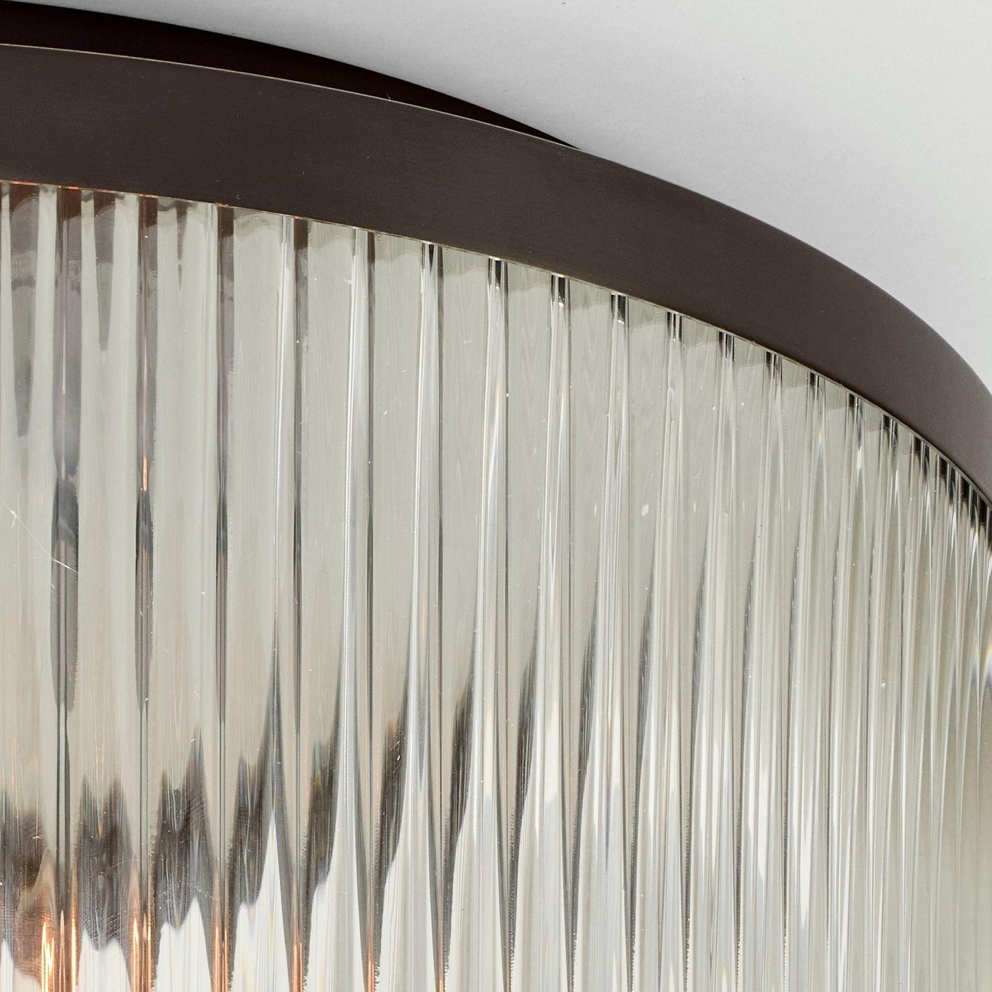 Sylan Farmhouse Round Ribbed Glass Flush Mount Ceiling Light
