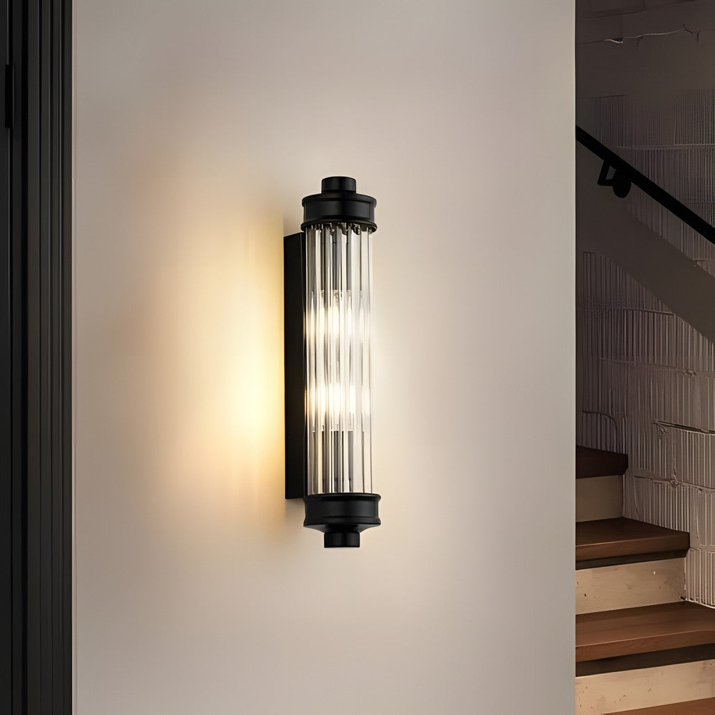 Raelin Retro Cylindrical Ribbed Glass Sconce