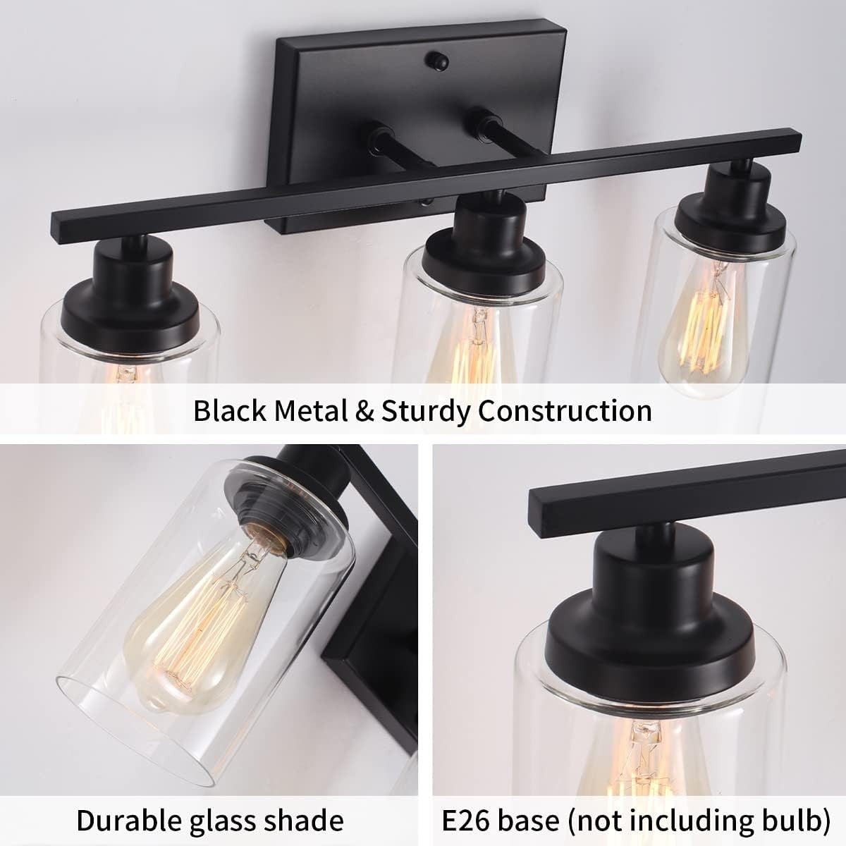 Lynor Classic Farmhouse Clear Glass Triple Sconce