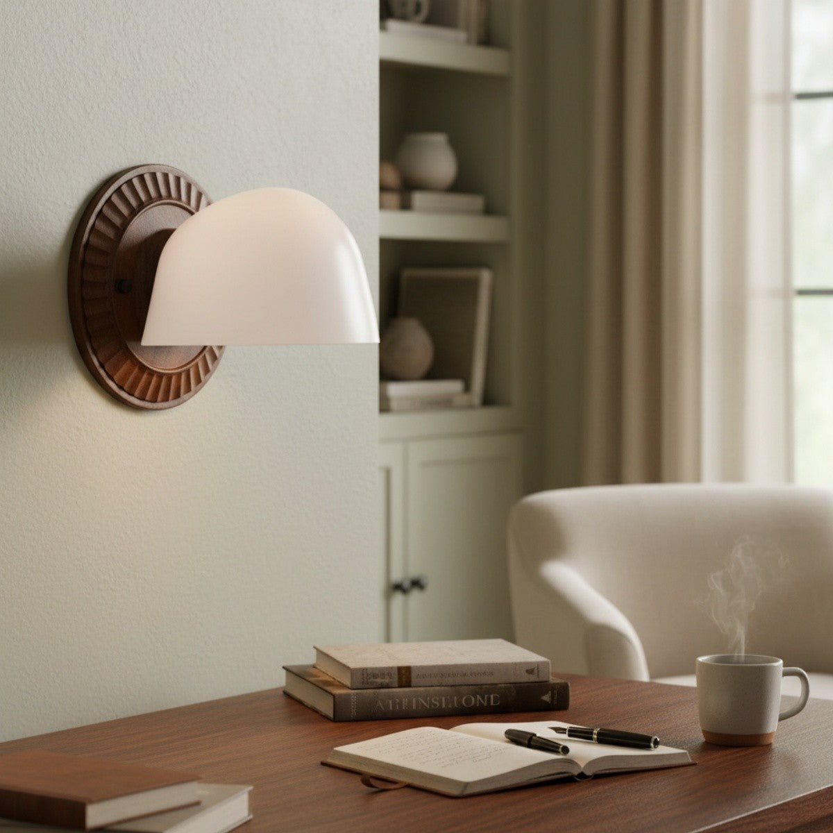 Pyrvyn Mid-Century Modern Milk Glass Shade Wall Sconce