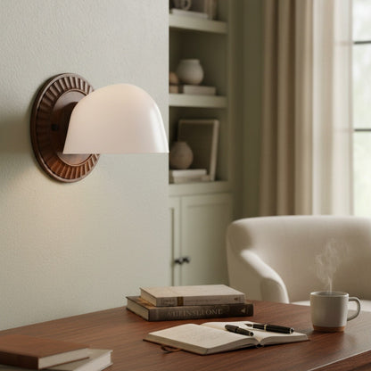 Pyrvyn Mid-Century Modern Milk Glass Shade Wall Sconce