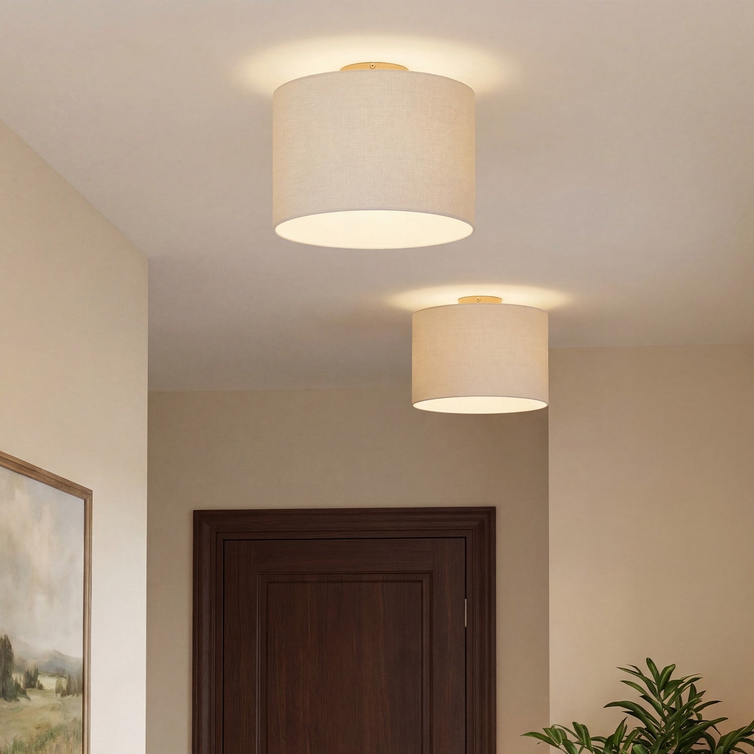 Kaethe Fabric Drum Shade Semi Flush Mount Light