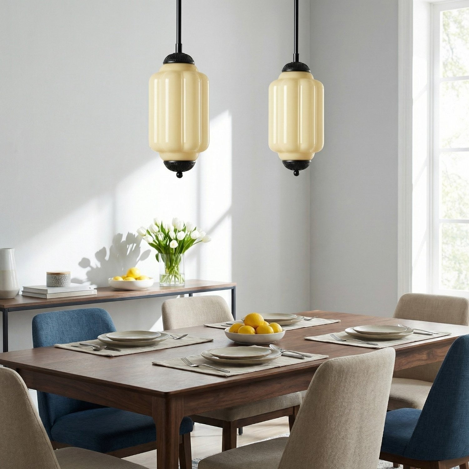 Cyrilith Farmhouse Pumpkin Glass Eloise Pendant Light