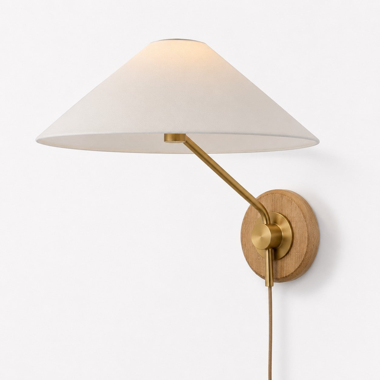 Ulyxor Ash Wood Base Ivory Paper Shade Wall Sconce