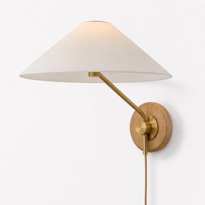 Ulyxor Ash Wood Base Ivory Paper Shade Wall Sconce