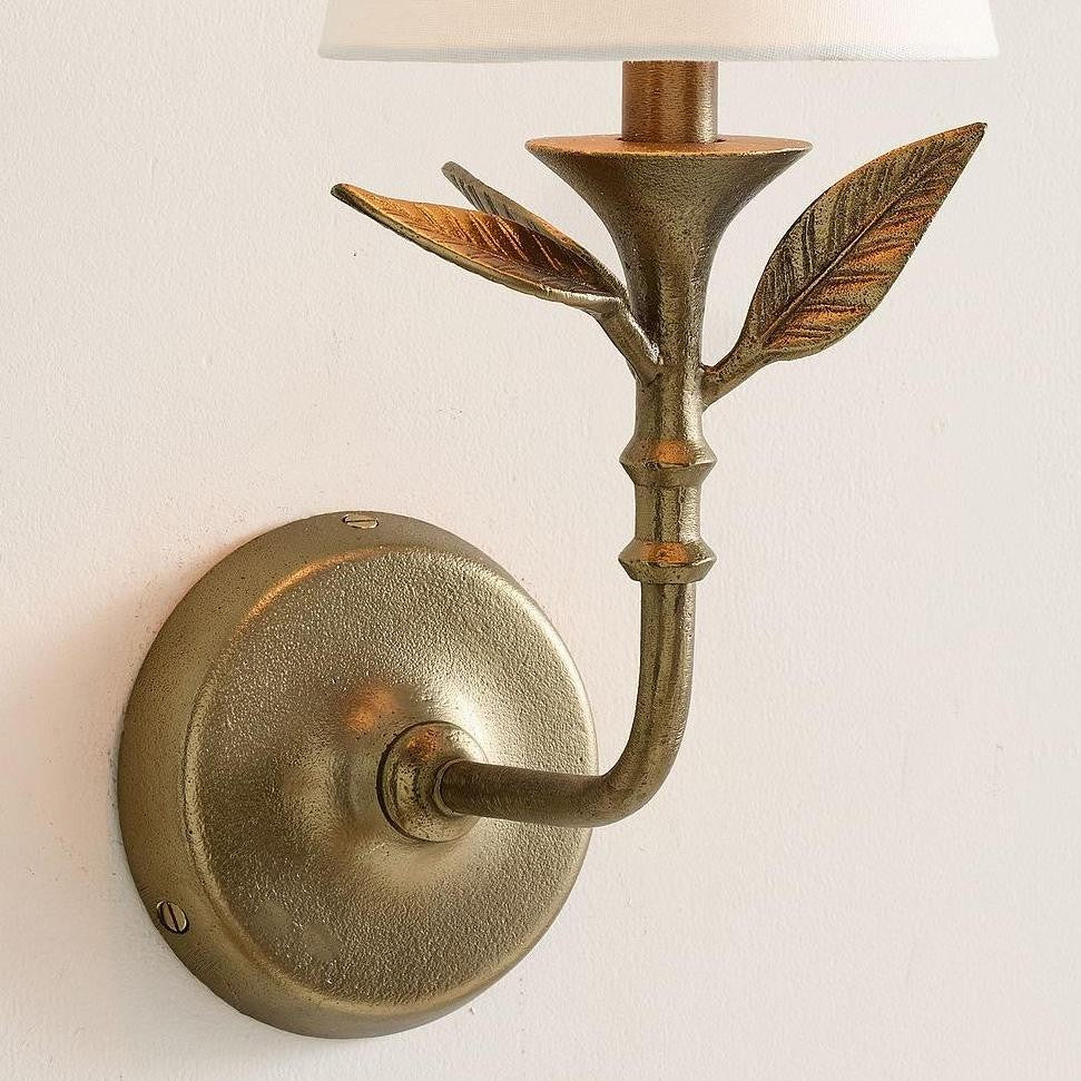 Huxley Rustic Antique Brass Botanical Forged Iron Sconce