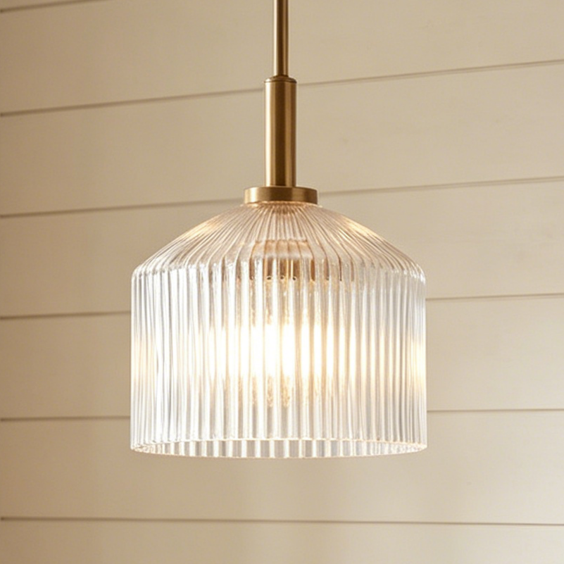 Hesper Farmhouse Ribbed Glass Pendant Light