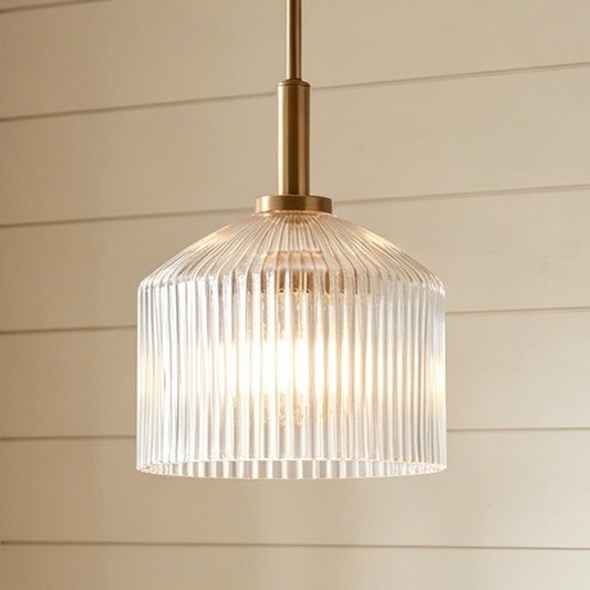 Hesper Farmhouse Ribbed Glass Pendant Light