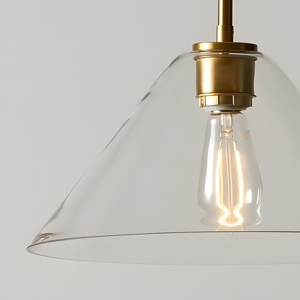 Nori Minimalist Brass Glass Cone Pendant Light
