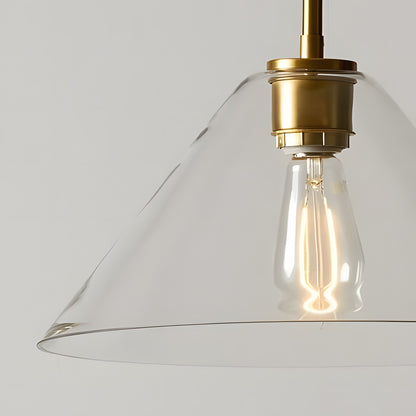 Nori Minimalist Brass Glass Cone Pendant Light