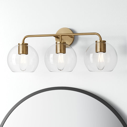 Ericka Farmhouse 3 Light Glass Globe Vanity Light