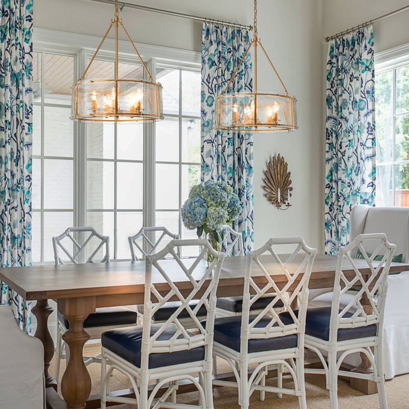 Coriander Farmhouse Water Ripple Glass Drum Chandelier