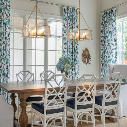 Coriander Farmhouse Water Ripple Glass Drum Chandelier
