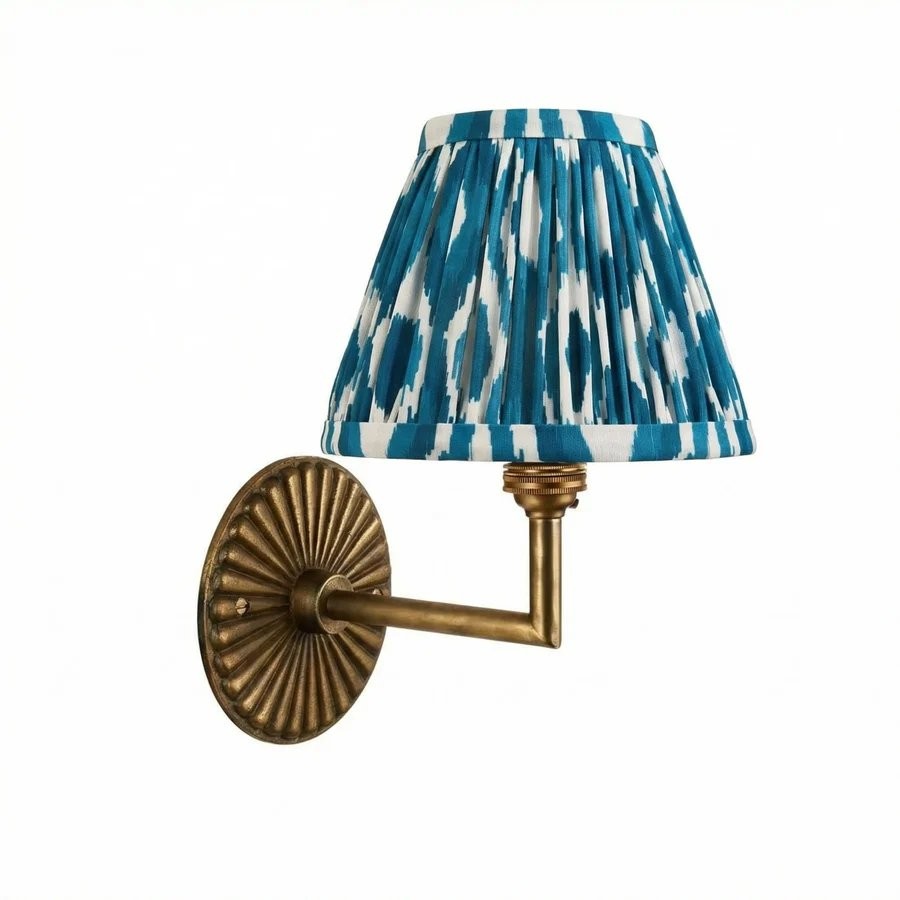 Dimitri Vintage Brass Pleated Fabric Wall Sconce