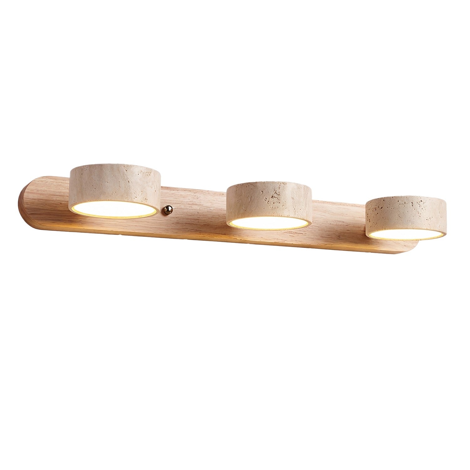 Benjamin Rustic Adjustable Travertine Wood Led Vanity Sconce
