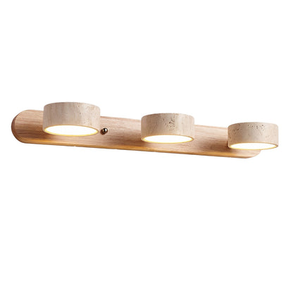 Benjamin Rustic Adjustable Travertine Wood Led Vanity Sconce