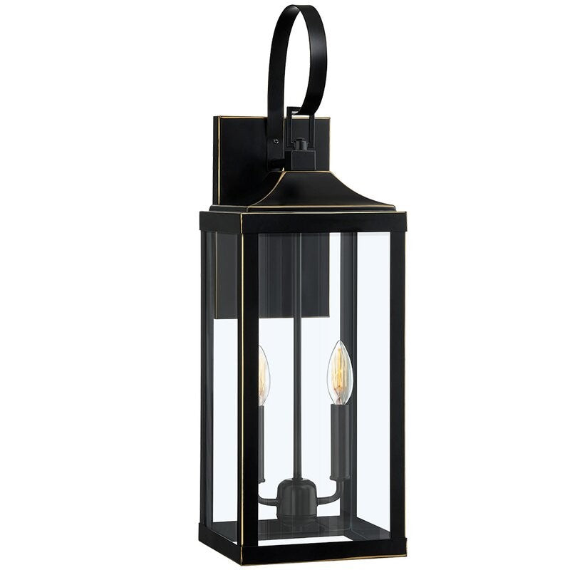 Phelon Large Black Metal Lantern Outdoor Wall Sconce