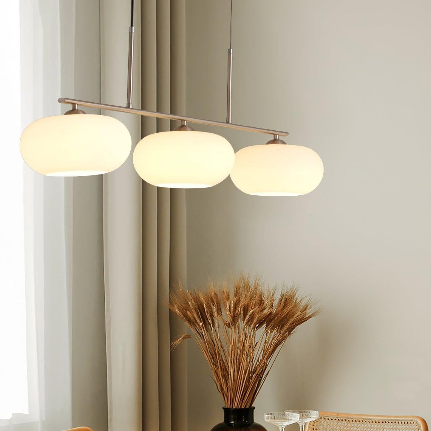 Wrythe 3-Light Milk Glass Linear Pendant Light