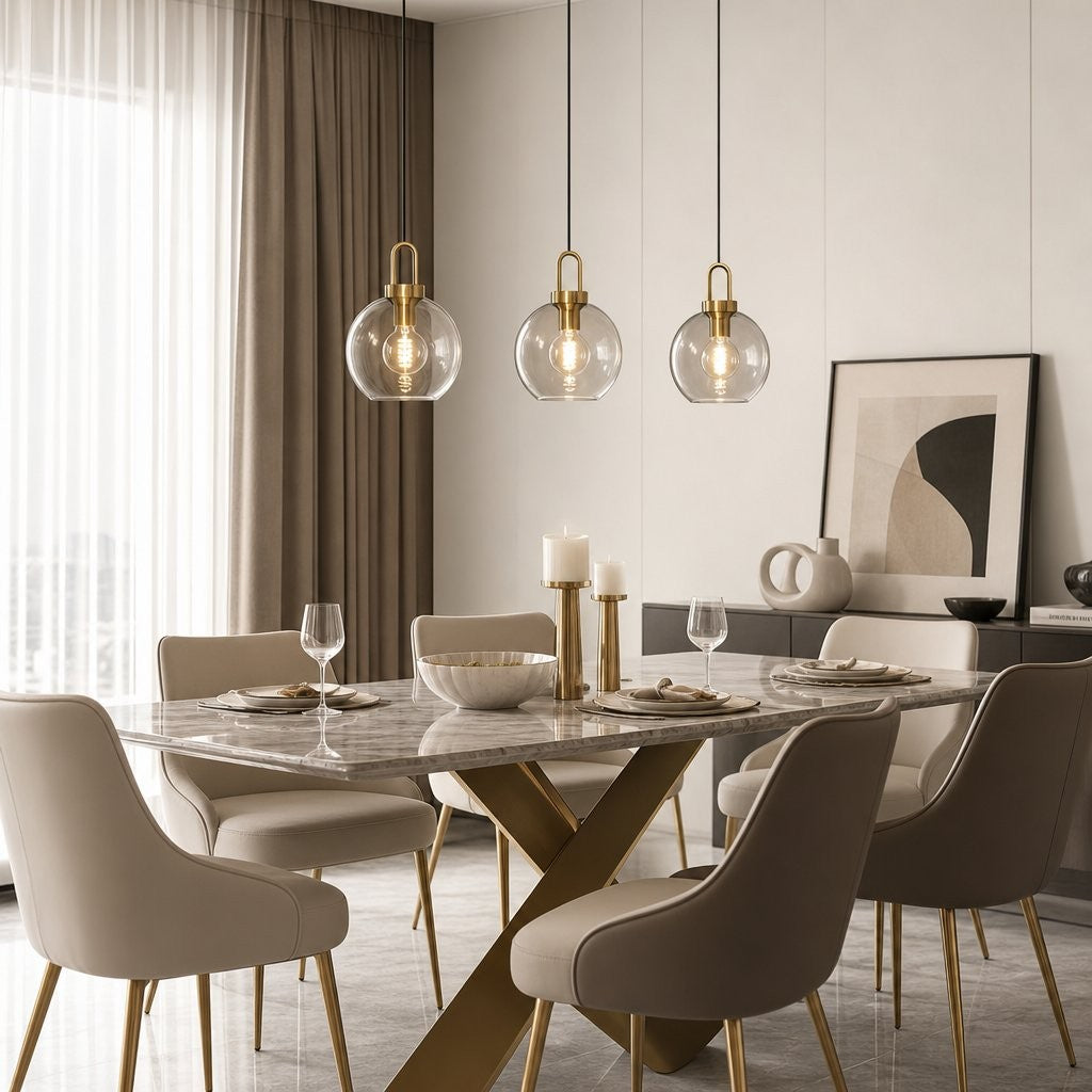 Vylith Brass Cognac Glass Single Hanging Lamp