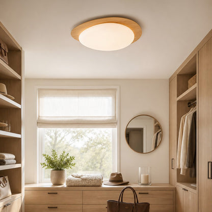 Zephyriel Nordic LED Walnut Pebble Ceiling Light