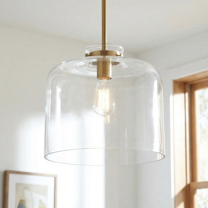 Mica Minimalist Brass Clear Glass Pendant Light